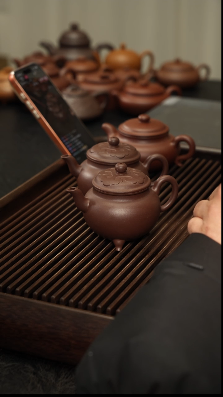 茶壶紫砂弹*四底高温煤气窑版本大彬如意花泥的