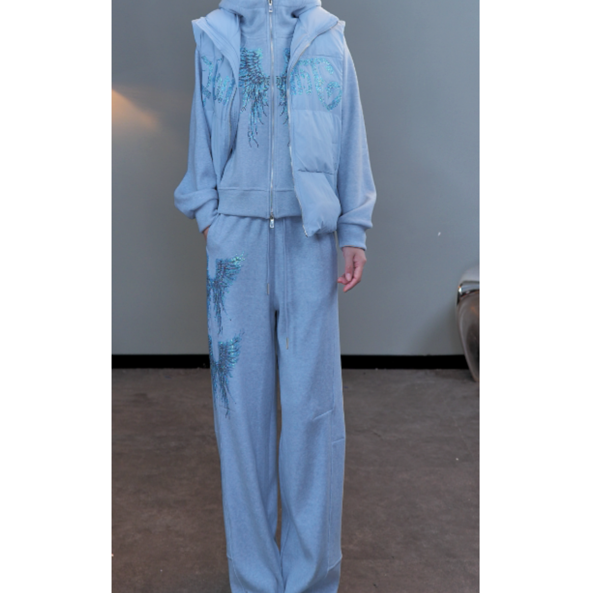 （拍1发3）TCH私服秋冬慵懒风烫钻时尚淑女套装T75D07E1023轻奢tch