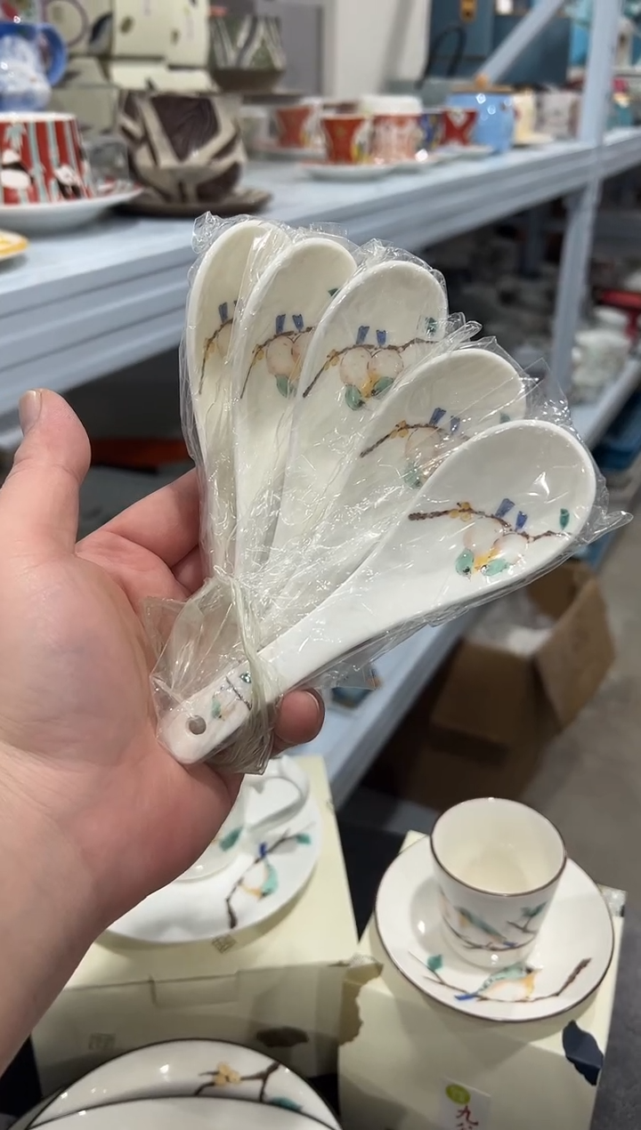 杯子骨瓷（简装）小鸟小勺5支