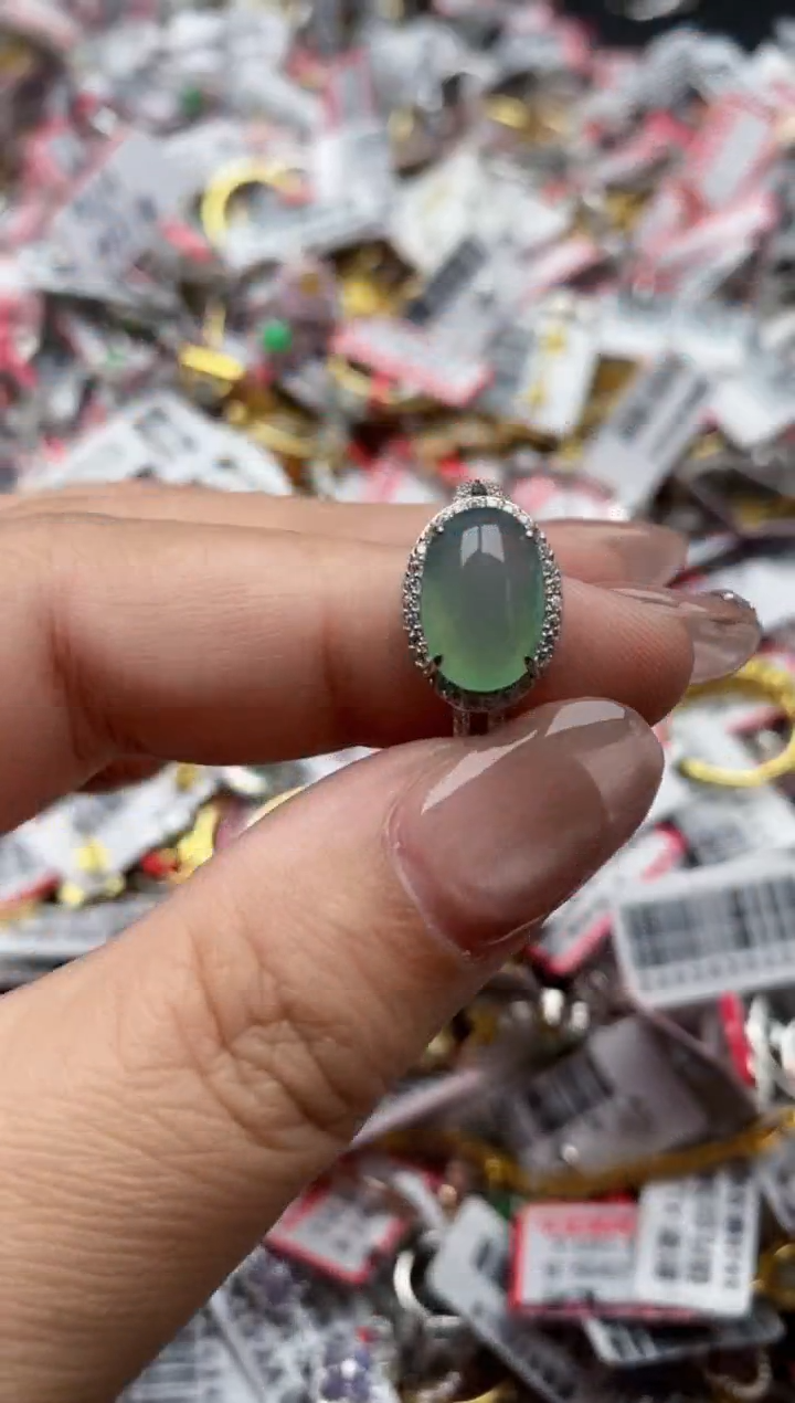 【闪购商品】翡翠戒指银S925镶嵌55555--6