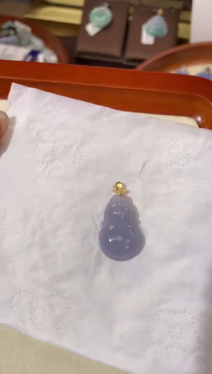 【闪购商品】翡翠颈饰18K金镶嵌天然缅甸a货翡翠