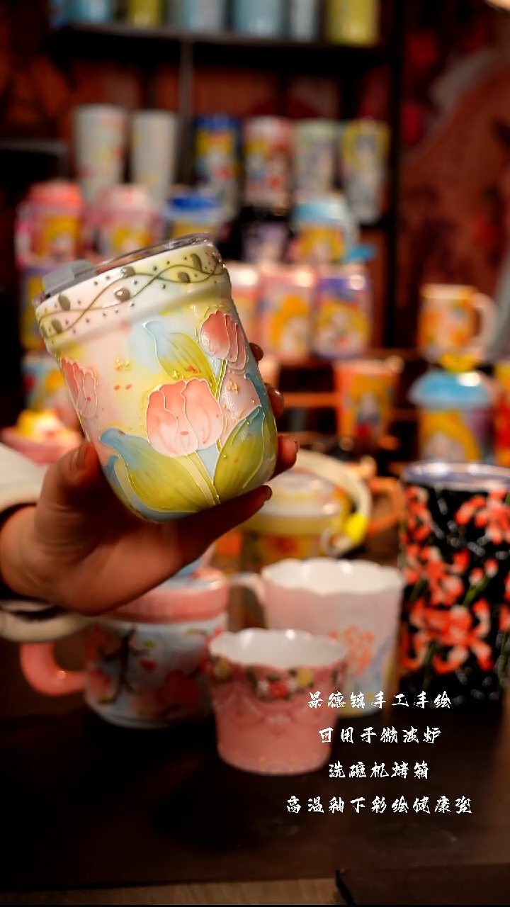 景德镇手工手绘陶瓷杯杯