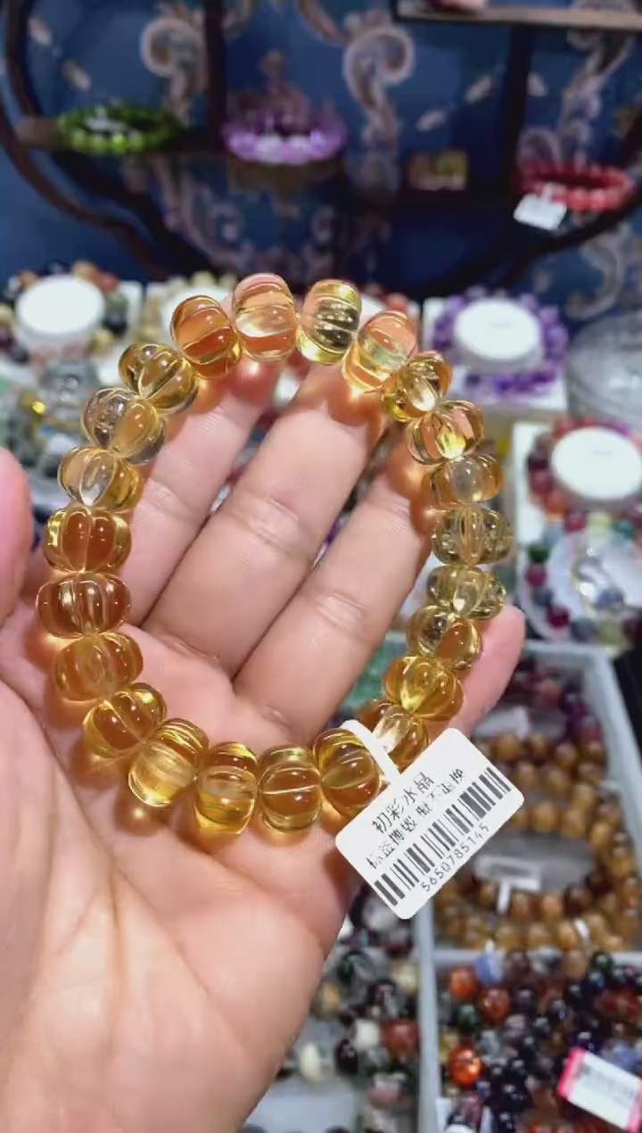 【闪购商品】水晶手串未镶嵌雕刻南瓜黄水晶