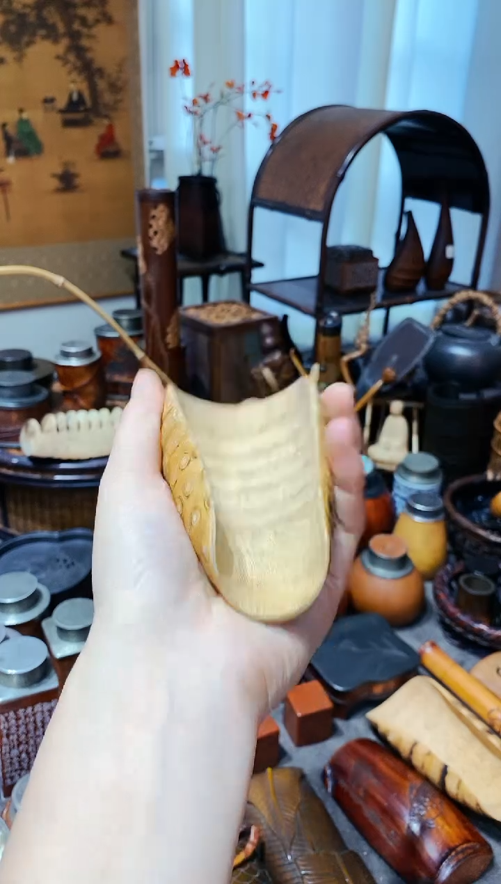 老竹根满钉款茶则