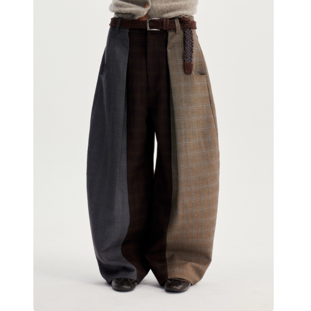  【LOCAT】wii wil  格纹拼接弯刀裤  WW542K1035002