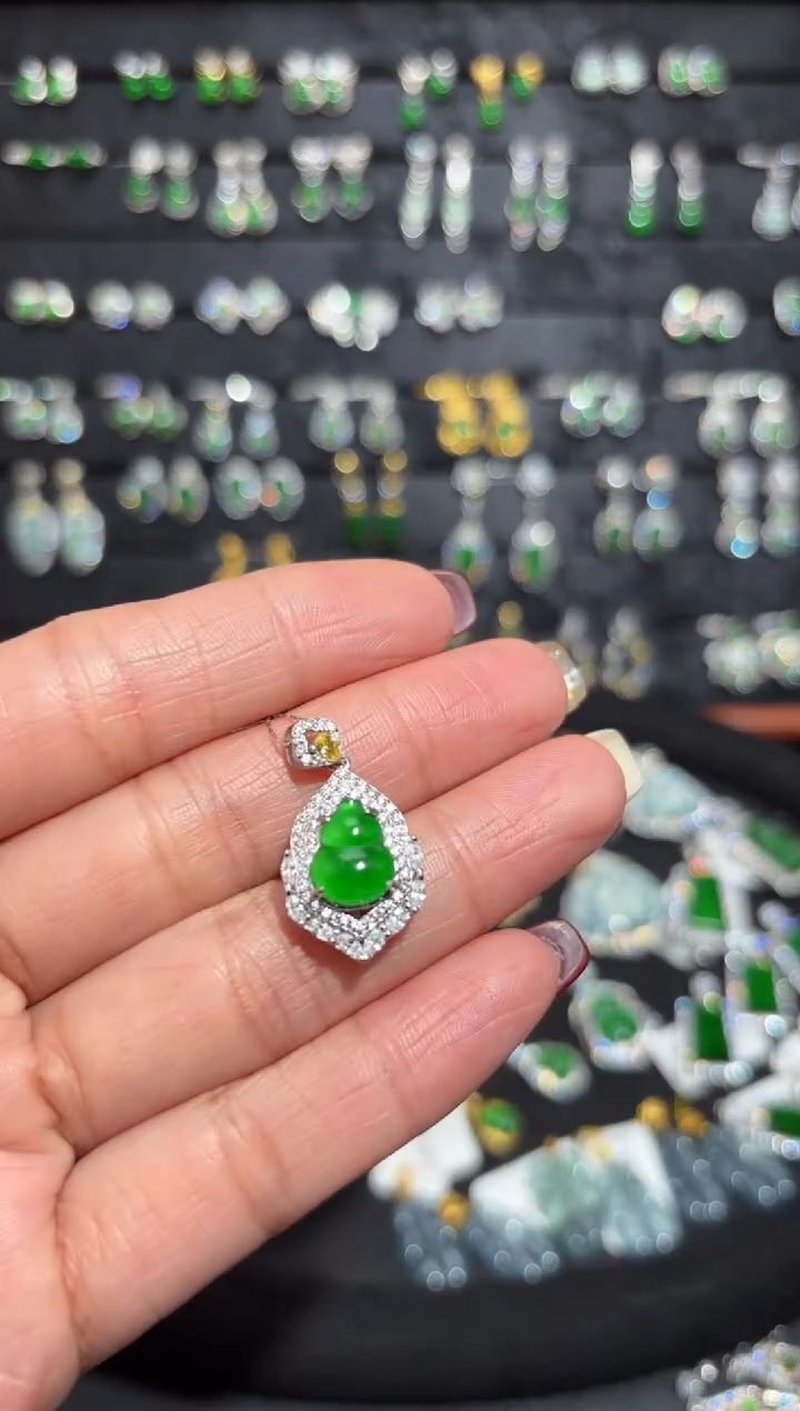 【闪购商品】翡翠颈饰银S925镶嵌葫芦/支持复检/一件