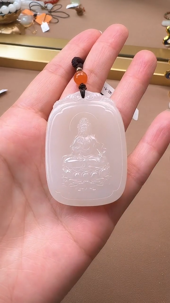 【闪购商品】和田玉吊坠未镶嵌0459糖玉观音（背面莲花）