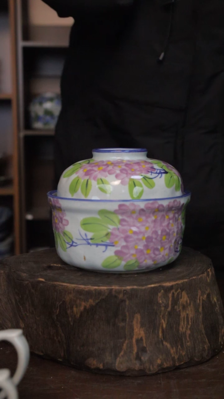 【闪购商品】椿野6.5寸锤纹炖盅（紫绣球）C227