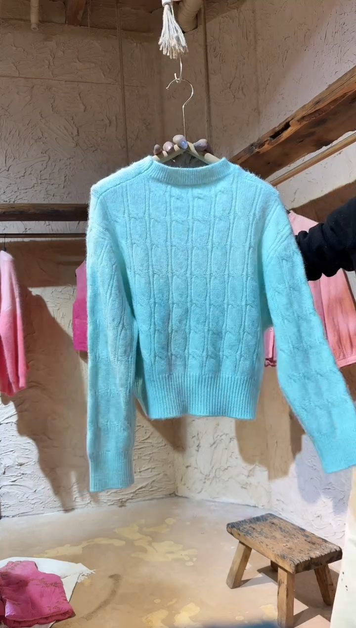 蓝染爆款麻花毛衣