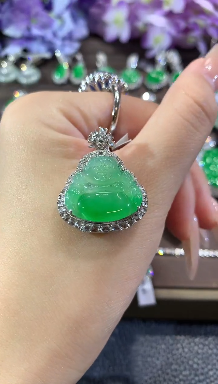 吊坠(不含链)18K金镶嵌翡翠D31