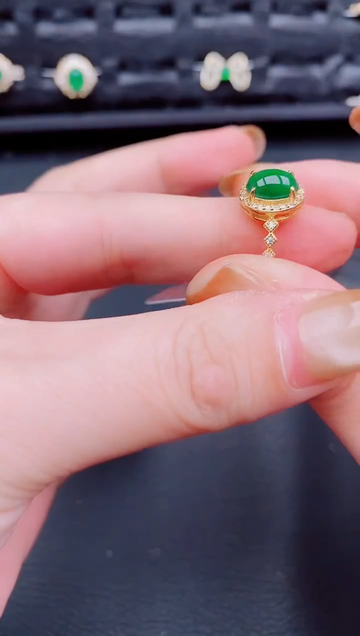 【闪购商品】翡翠戒指银S925镶嵌天然a货翡翠274