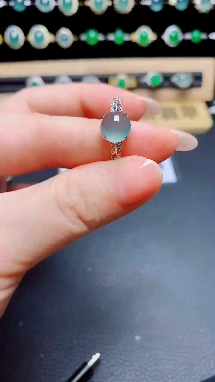 翡翠戒指银S925镶嵌天然翡翠A货s925银镶