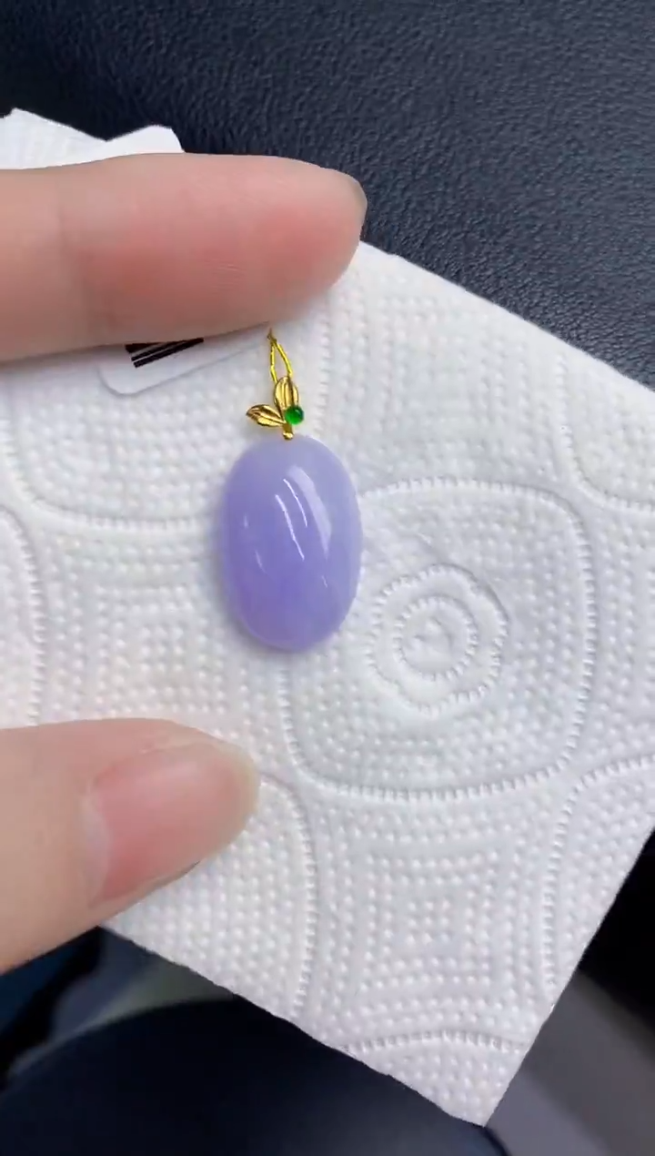 颈饰18K金镶嵌翡翠天然翡翠缅甸A货