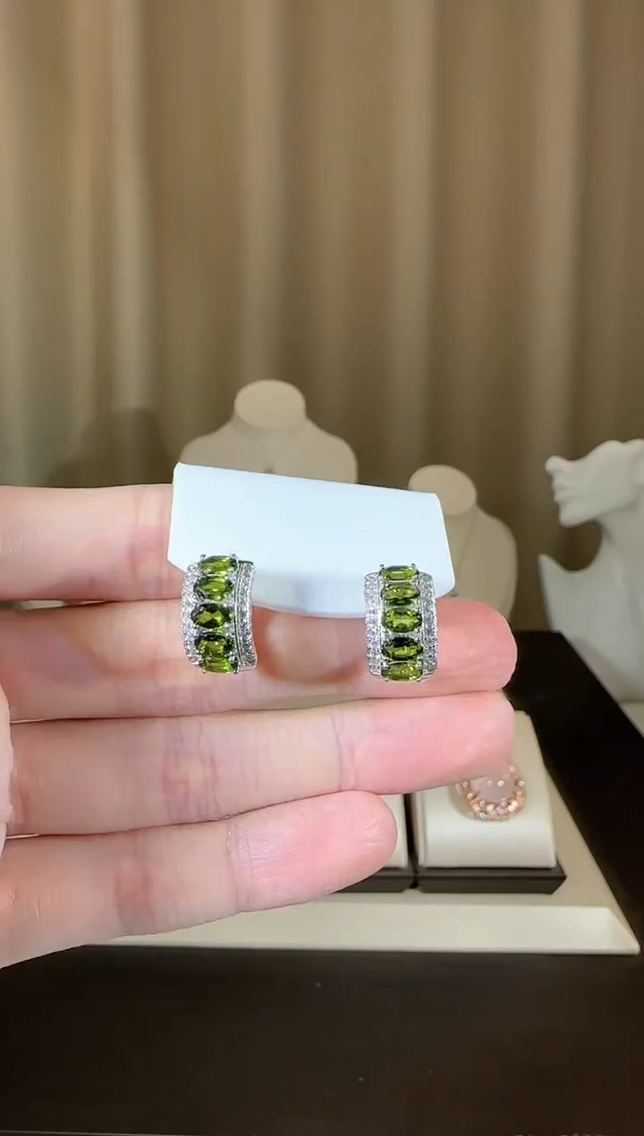 【闪购商品】透辉石耳扣银S925镶嵌设计款