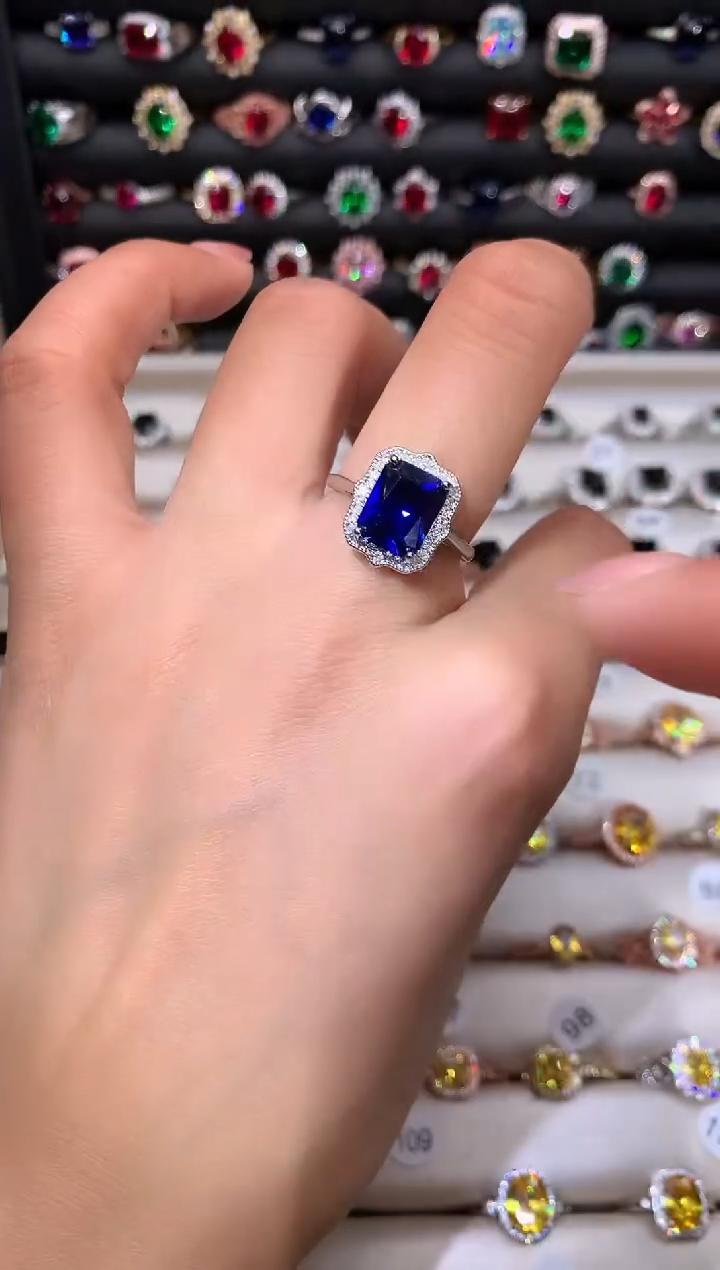 【闪购商品】蓝宝石戒指银S925镶嵌810