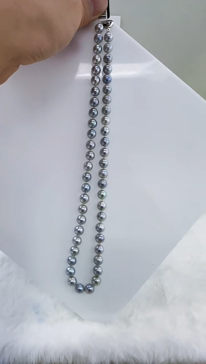 未镶嵌海水珍珠DA海水灰珠串链7-8    y235