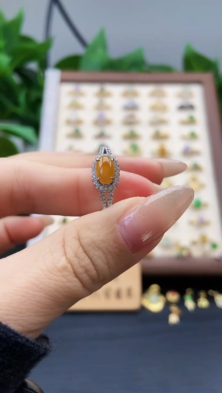 银S925镶嵌戒指翡翠12