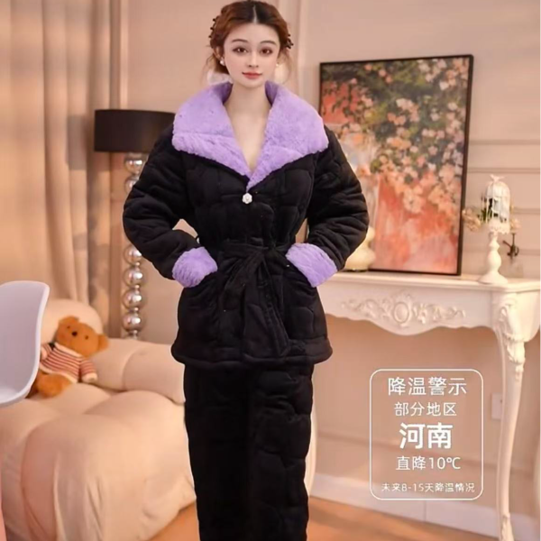 查理夫人【菀莹】套装2025新款睡衣女新中式冬季加绒加厚睡衣洋气