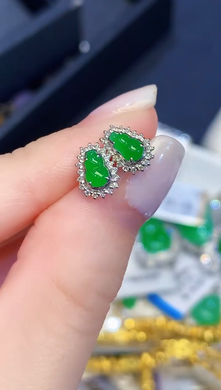 18K金镶嵌翡翠耳饰ZJ