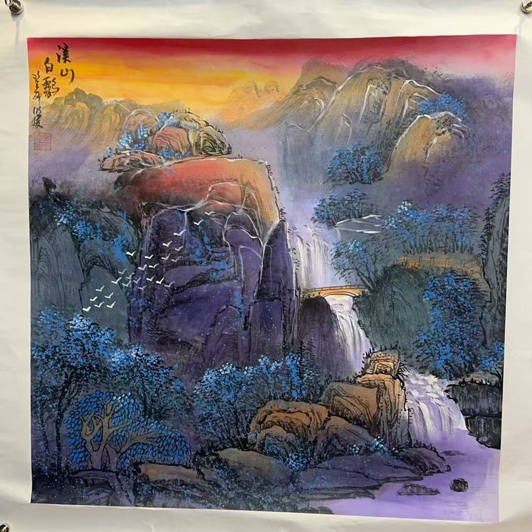 精品-徐明庆-斗方-溪山白鹤