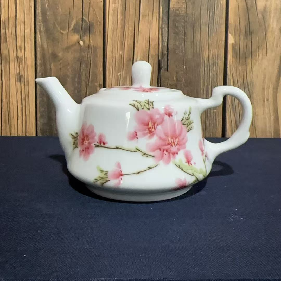 TH-H-005景德镇陶瓷水点桃花壶茶壶