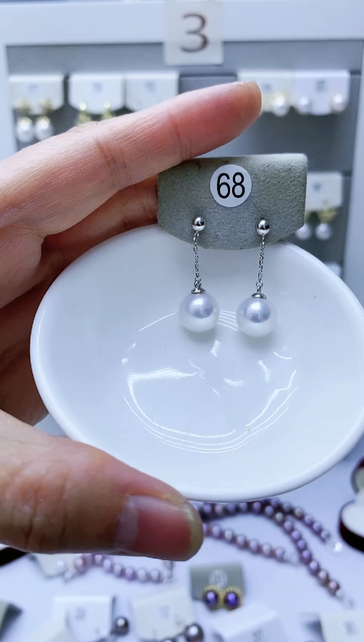 【闪购商品】淡水珍珠耳饰银S925镶嵌68