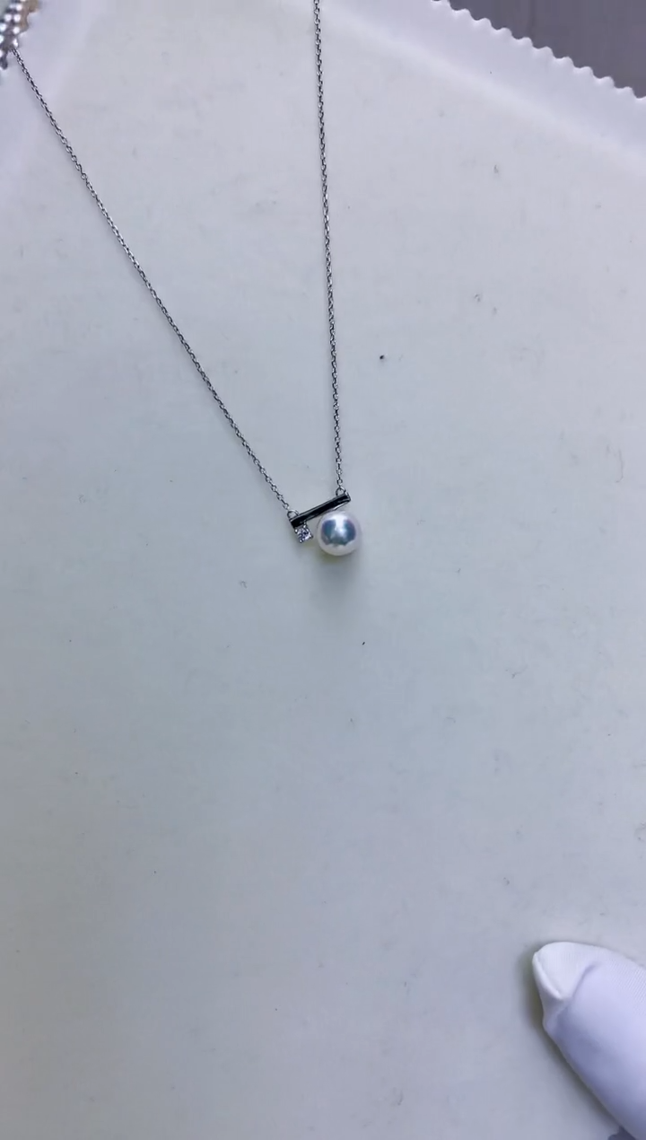 【闪购商品】海水珍珠饰品银S925镶嵌银色平衡木套链