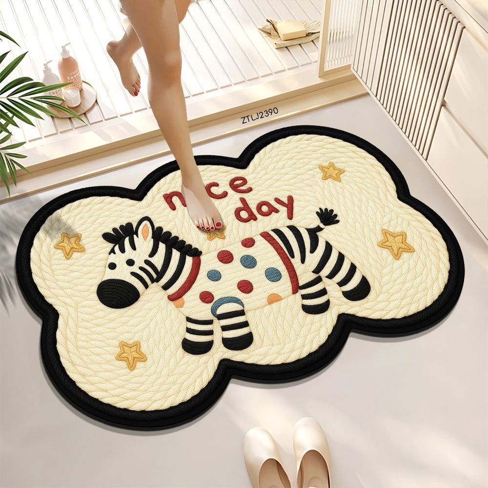 【毛线风斑马套装】吸水防滑脚垫卡通可爱垫卫生间玄关垫通用脚垫