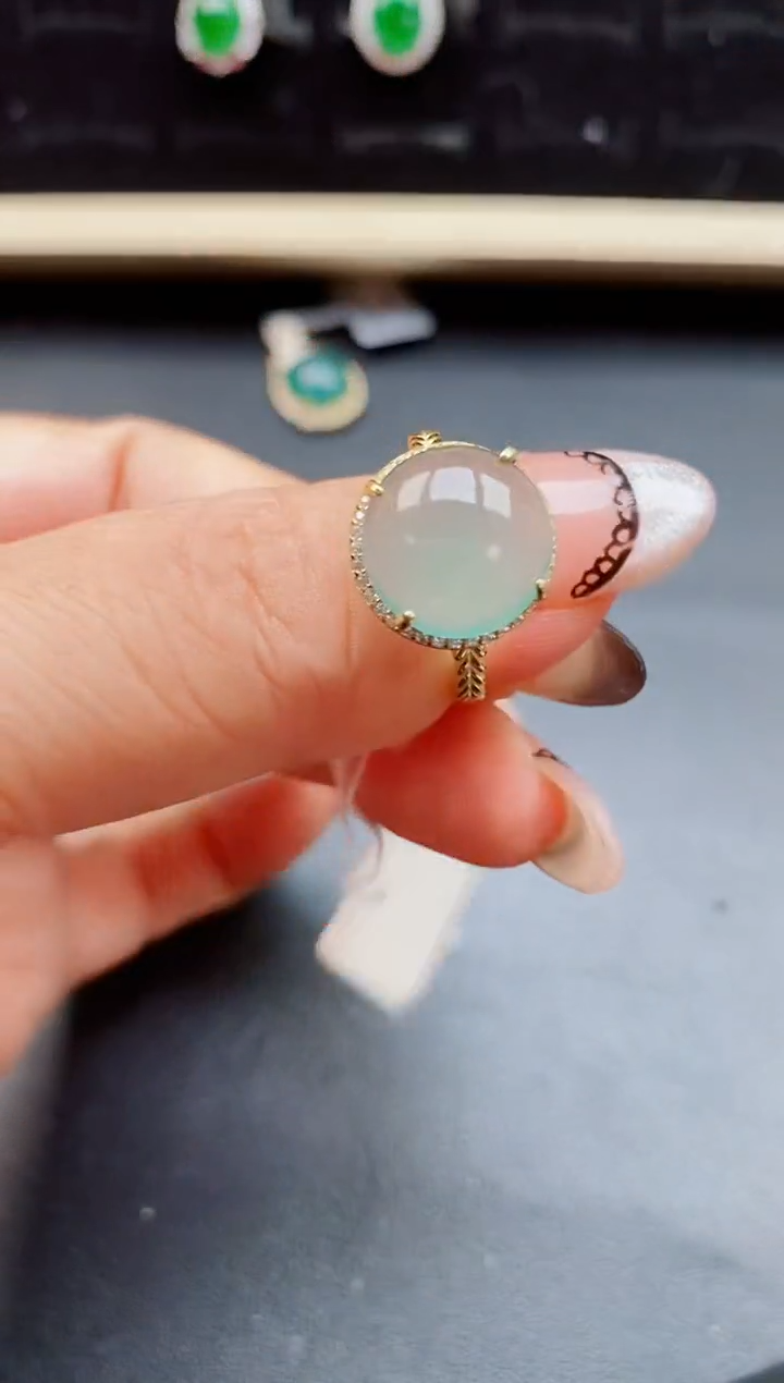 翡翠戒指银S925镶嵌508050