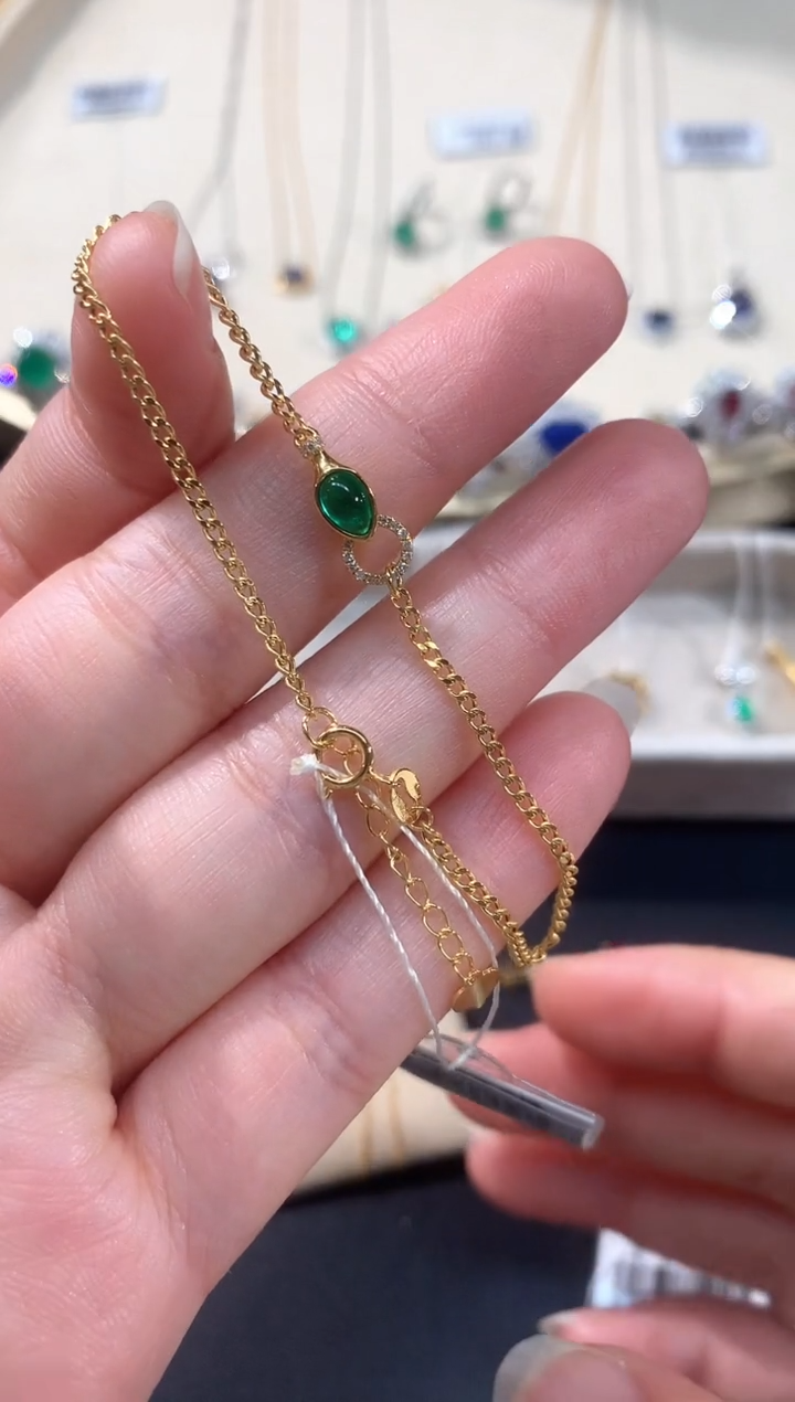 手链18K金镶嵌祖母绿A04|2980