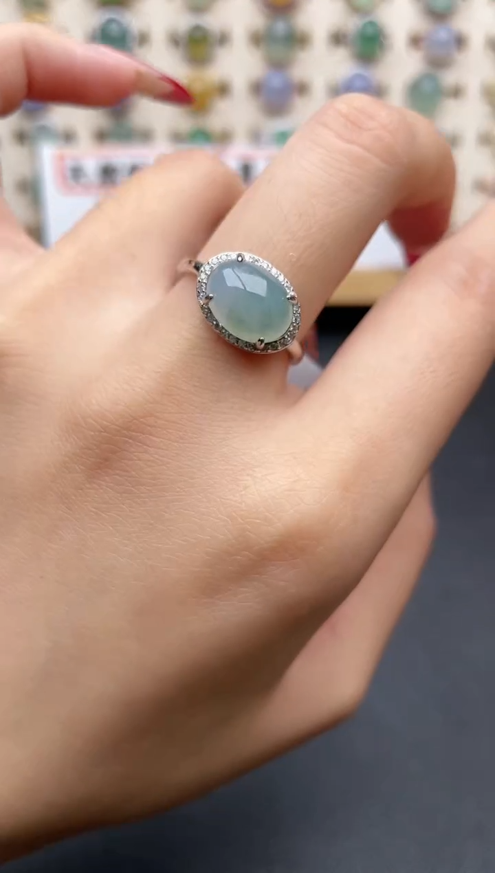 【闪购商品】翡翠戒指银S925镶嵌一物一证一礼盒