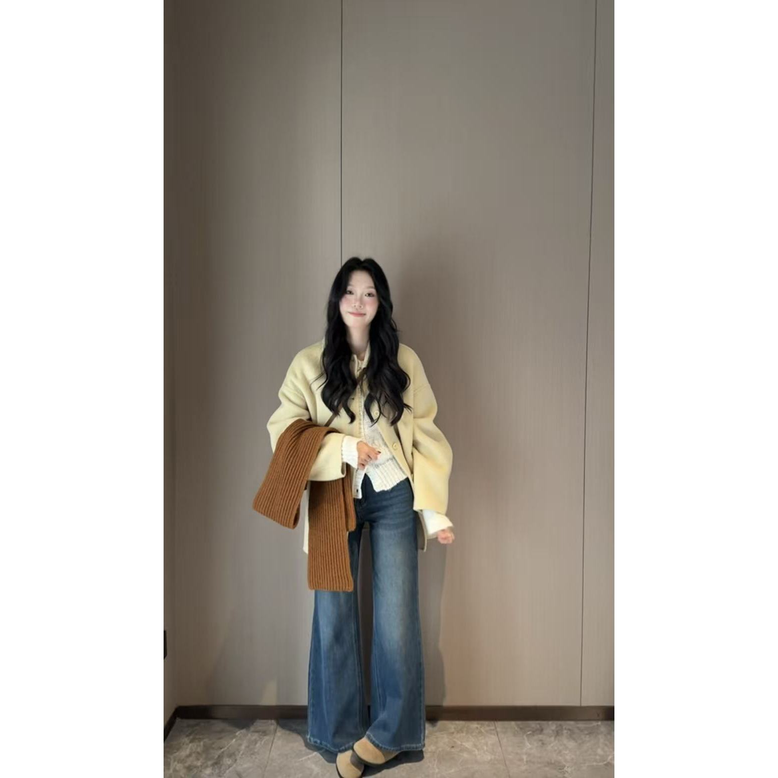 507短#【初雪降临】双面手工100羊毛中长款毛呢外套