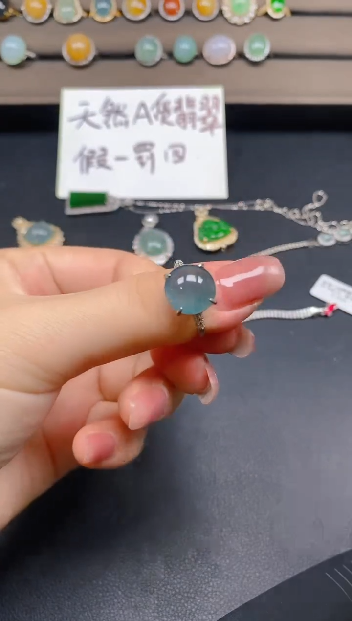 翡翠戒指银S925镶嵌60