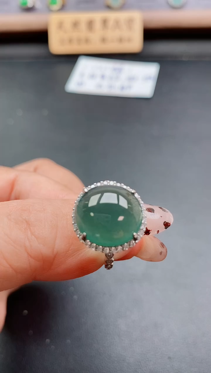 银S925镶嵌戒指翡翠1