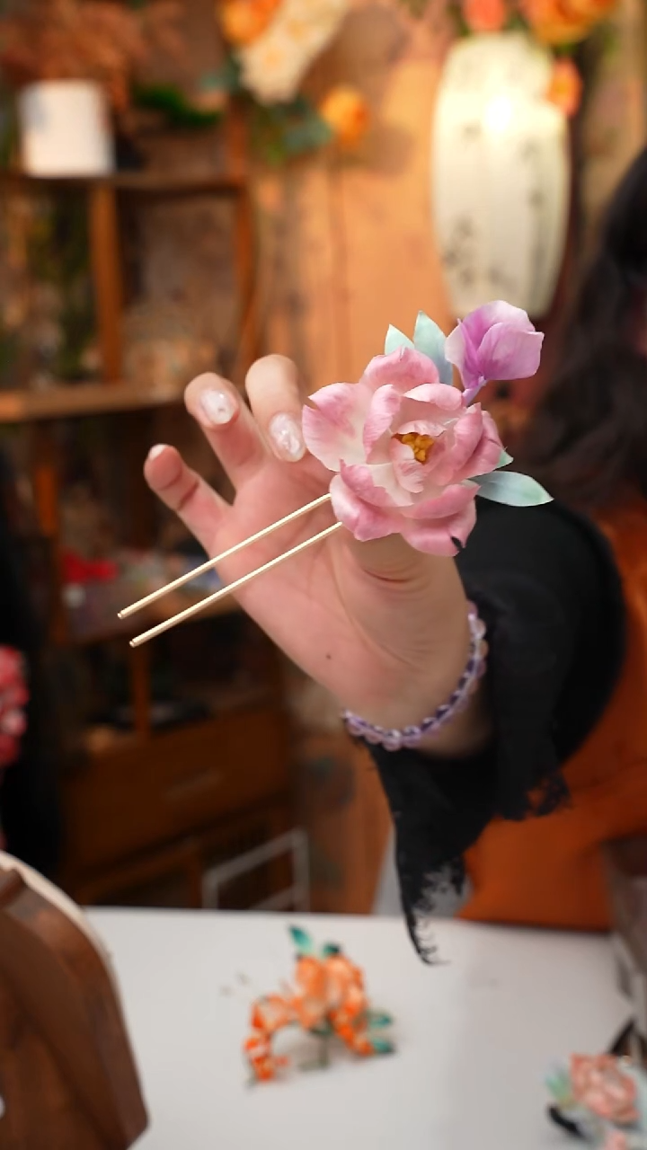 铜合金无锦簪阁绒花