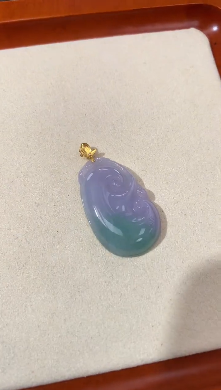 【闪购商品】翡翠颈饰18K金镶嵌天然缅甸a货翡翠