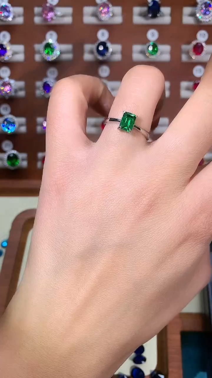 银S925镶嵌戒指碧玺57白