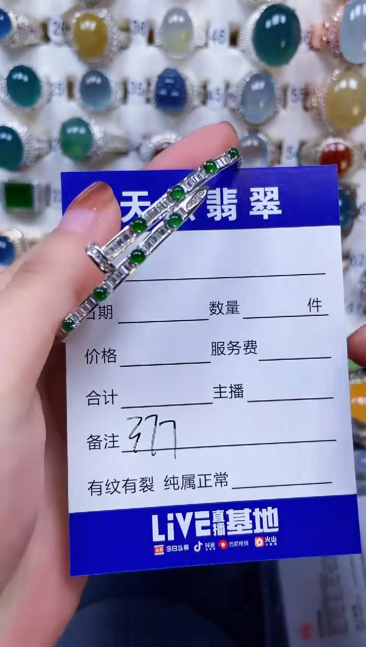 银S925镶嵌手镯翡翠377