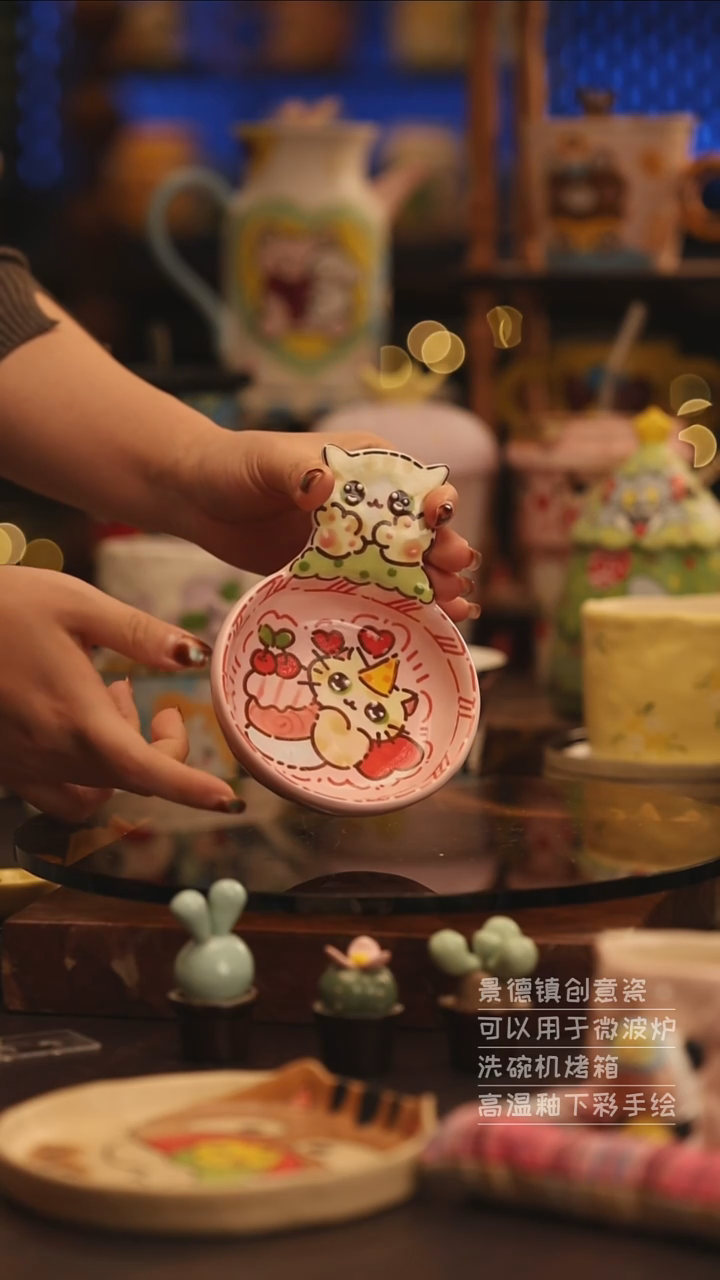 陶瓷景德镇可爱陶瓷釉下彩绘设计师款