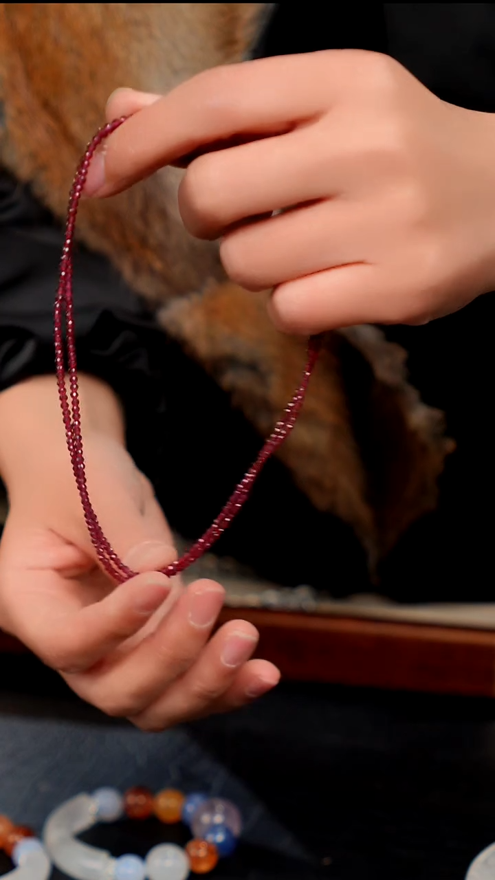 水晶摆件未镶嵌紫牙乌石榴石锁骨链