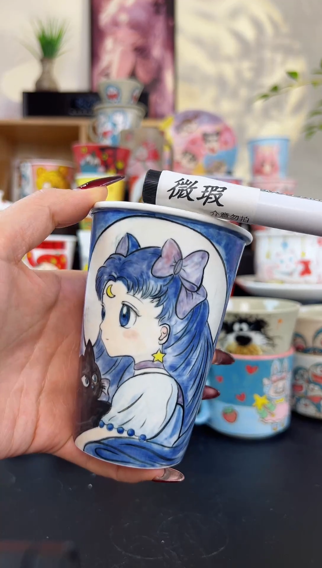 【闪购商品】摆件笙笙漫 手工手绘陶瓷杯杯