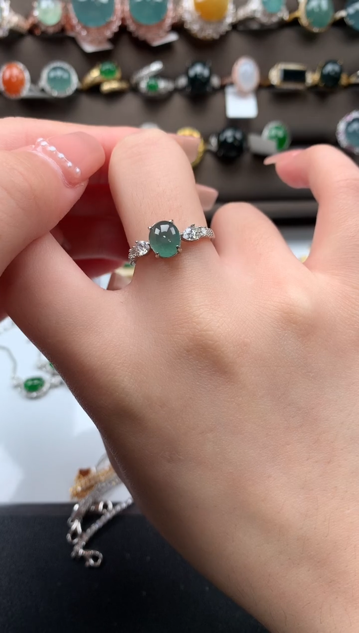 【闪购商品】翡翠戒指银S925镶嵌52141