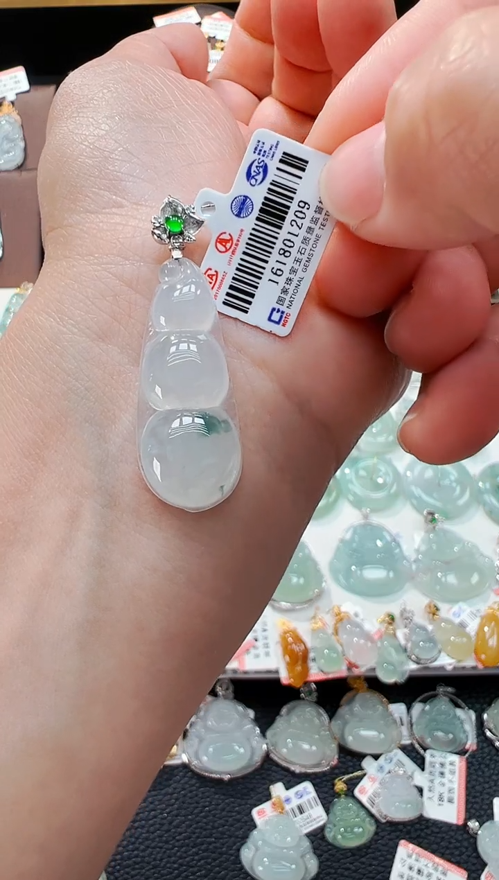 翡翠未镶嵌吊坠(不含链)福豆吊坠1209