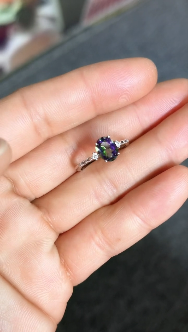 【闪购商品】水晶戒指银S925镶嵌戒指