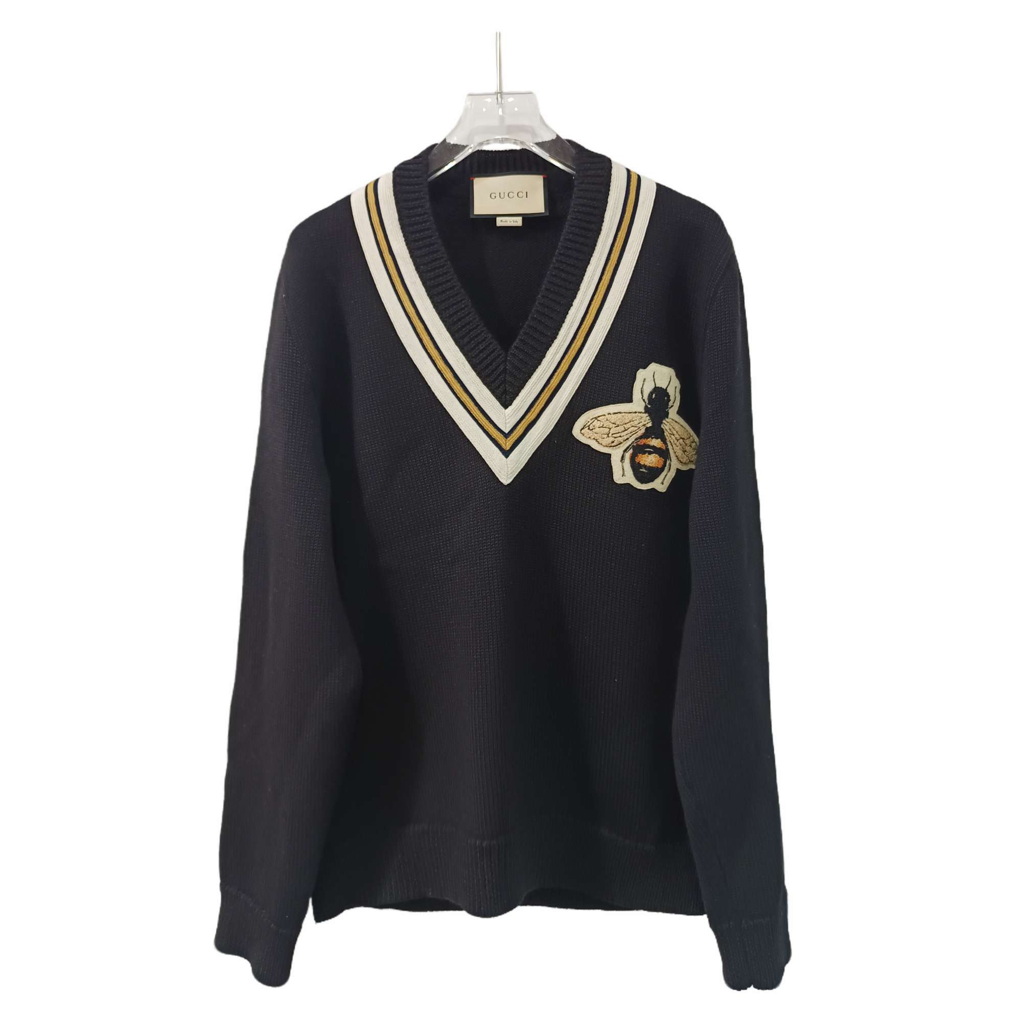 99新 GUCCI/古驰 99新/潮奢豆 严选/小蜜蜂V领羊毛毛衣/001157 