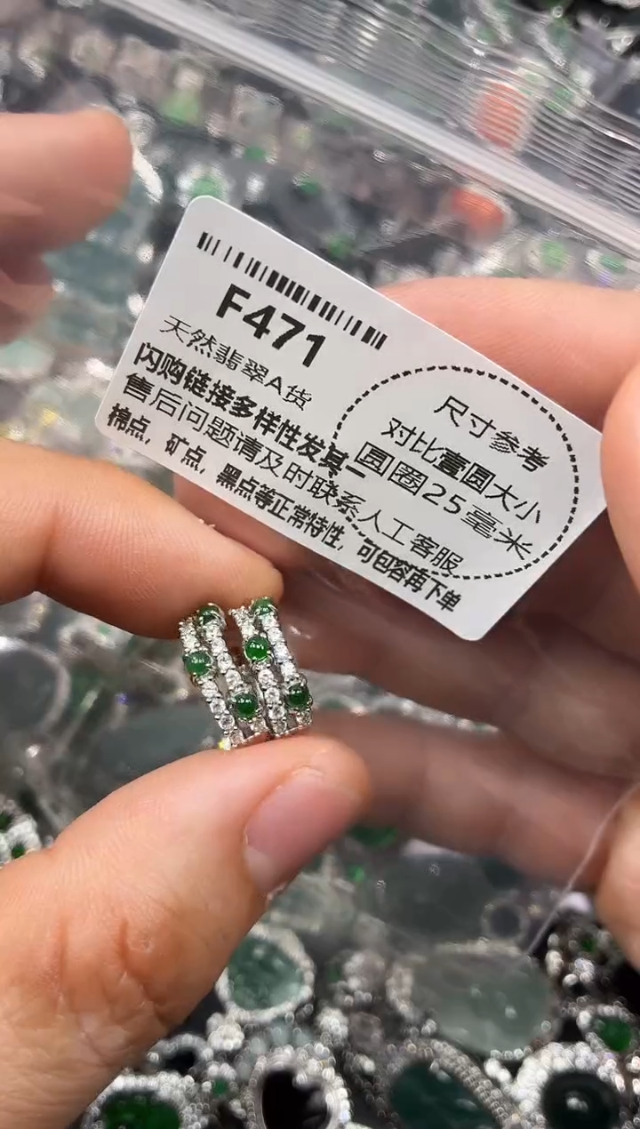 颈饰未镶嵌翡翠F471耳扣