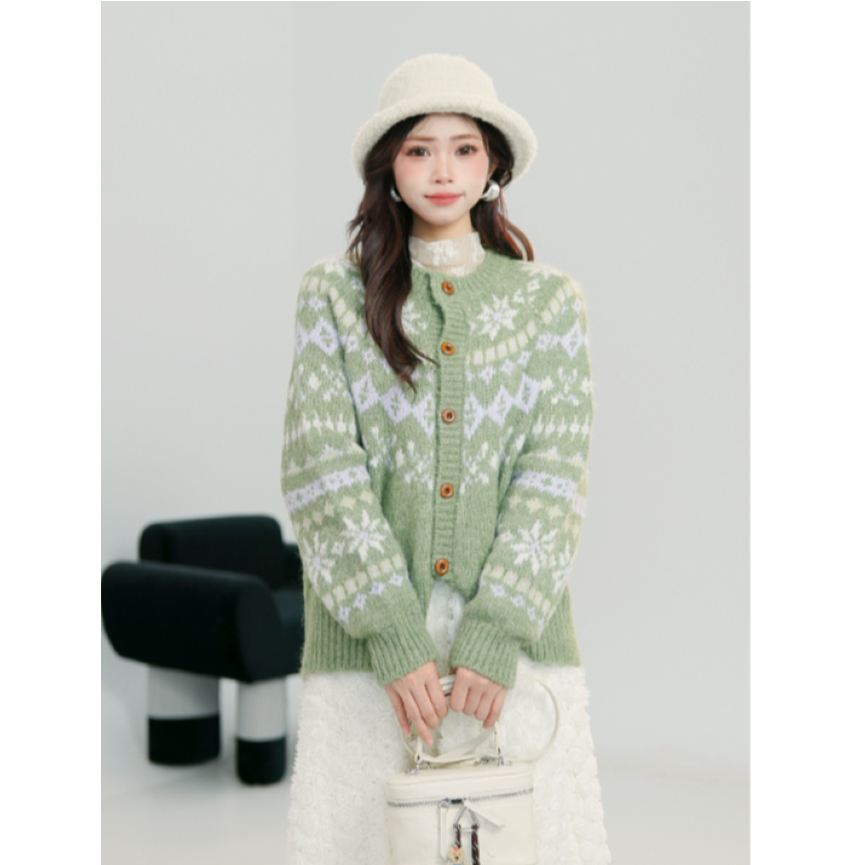 绿境织梦/重生 羊毛提花针织毛衣开衫秋冬上衣长袖Co&Sheng