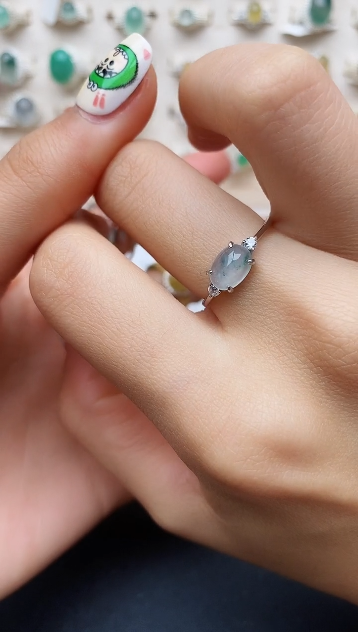 【闪购商品】翡翠戒指银S925镶嵌缅甸翡翠