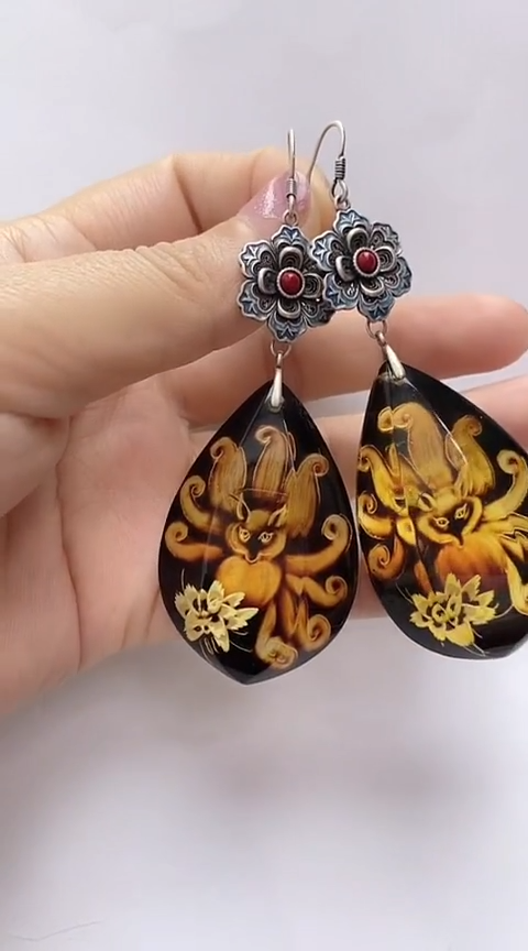 【闪购商品】琥珀裸石银S925镶嵌琥珀耳坠