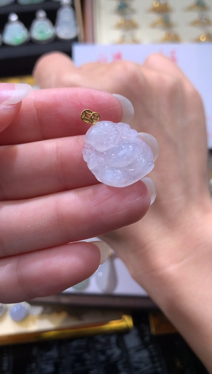 颈饰18K金镶嵌翡翠翡翠